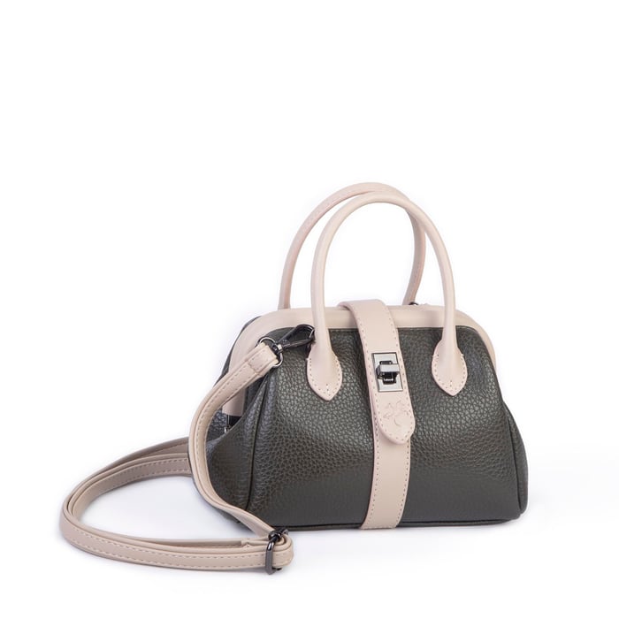  Nas Bag Kadın  Mini Boy Klipsli El ve Postacı Çantası Yeşil Kum Lopez (20x13 cm)