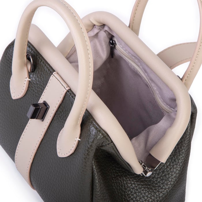  Nas Bag Kadın  Mini Boy Klipsli El ve Postacı Çantası Yeşil Kum Lopez (20x13 cm)