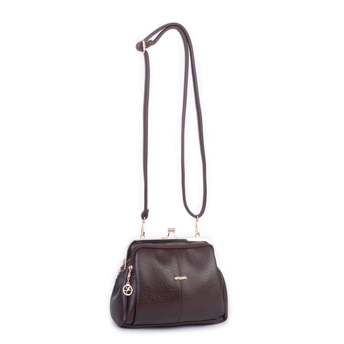 Nas Bag Burslu Klipsli Vintage Omuz ve Çapraz Çanta (23x20 cm ebatlarındadır) Kahve Victoria