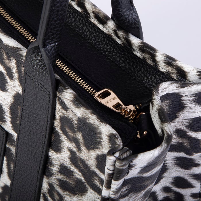 Nas Bag Tote Bag Büyük Boy Kadın Omuz ve Çapraz  Çanta Siyah  Leopar
