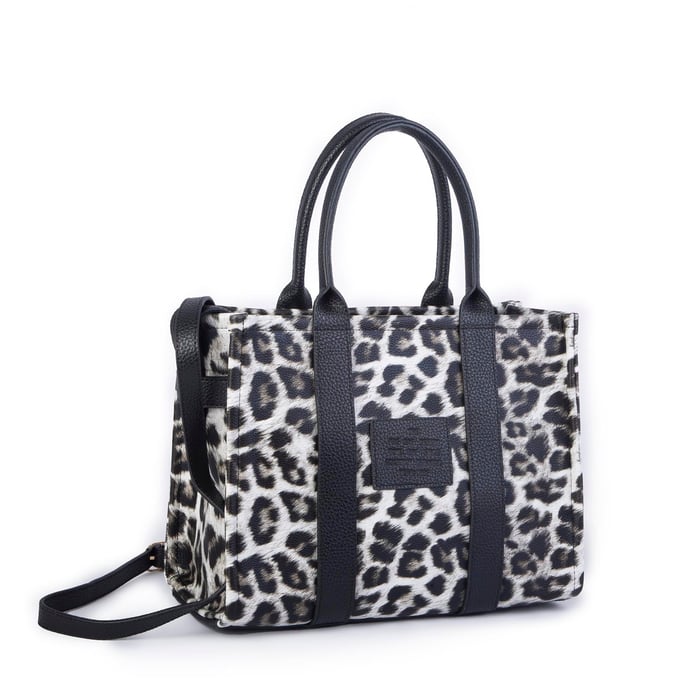 Nas Bag Tote Bag Büyük Boy Kadın Omuz ve Çapraz  Çanta Siyah  Leopar