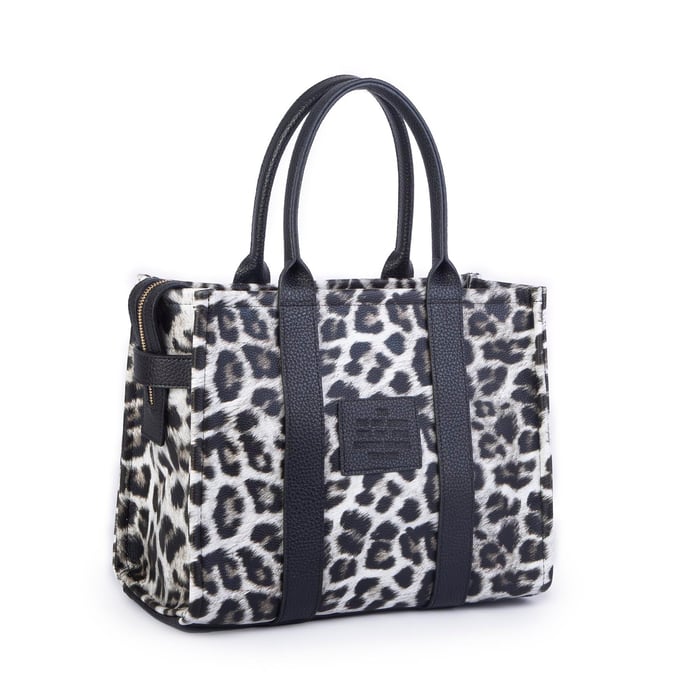 Nas Bag Tote Bag Büyük Boy Kadın Omuz ve Çapraz  Çanta Siyah  Leopar