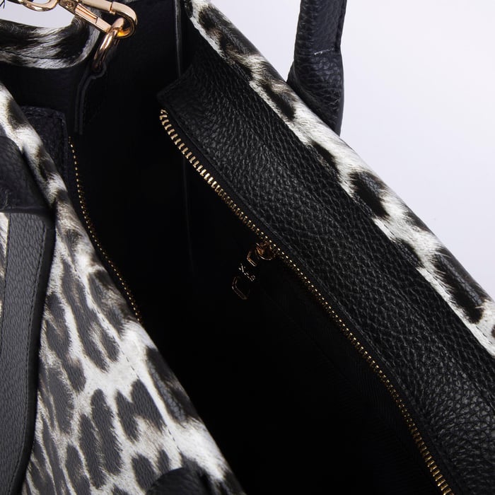 Nas Bag Tote Bag Büyük Boy Kadın Omuz ve Çapraz  Çanta Siyah  Leopar
