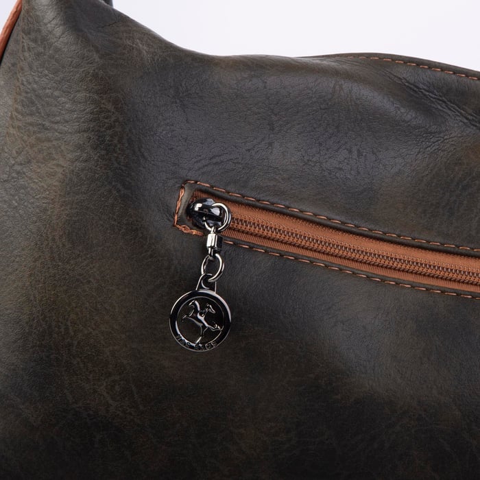Nas Bag Çok Gözlü Kadın Omuz ve Çapraz Çanta (33x25 cm ) Haki Raven 