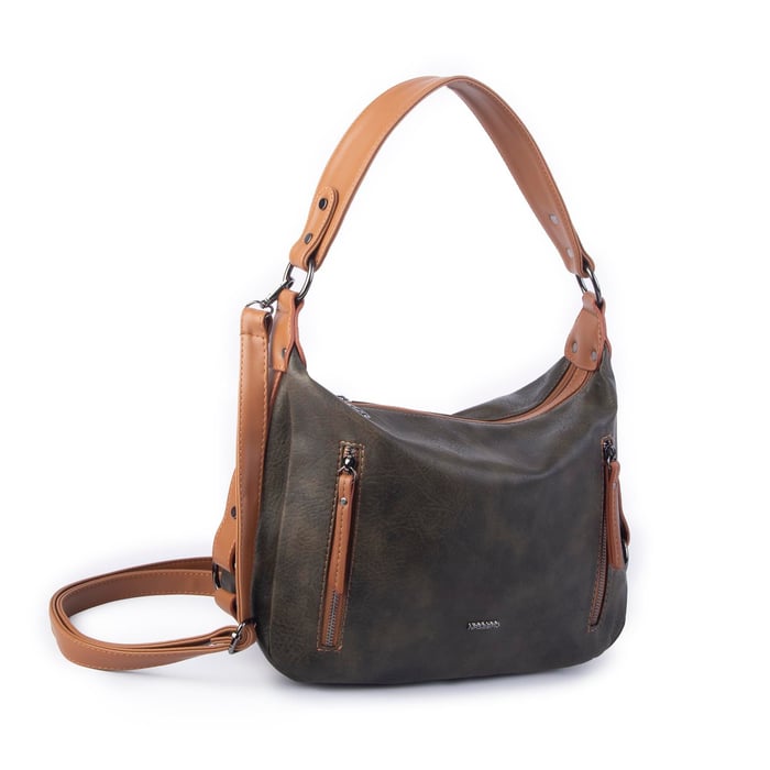 Nas Bag Çok Gözlü Kadın Omuz ve Çapraz Çanta (33x25 cm ) Haki Raven 