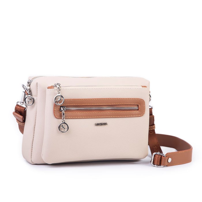 Nas Bag Günlük Çok Gözlü Çanta (en: 26 cm  ; boy:17 cm) Kum Taba Lacste