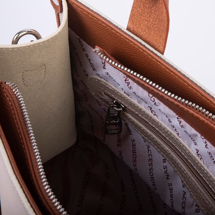Nas Bag Kadın Mini Tote Suni Deri El ve Omuz Çantası Kum Taba Lacst