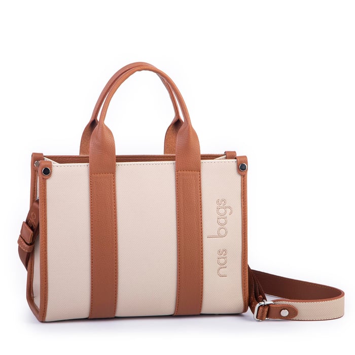 Nas Bag Kadın Mini Tote Suni Deri El ve Omuz Çantası Kum Taba Lacst