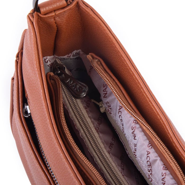 Nas Bag Kadın Omuz ve Çapraz Baget Çanta Taba Prestij ( 28x17  cm)