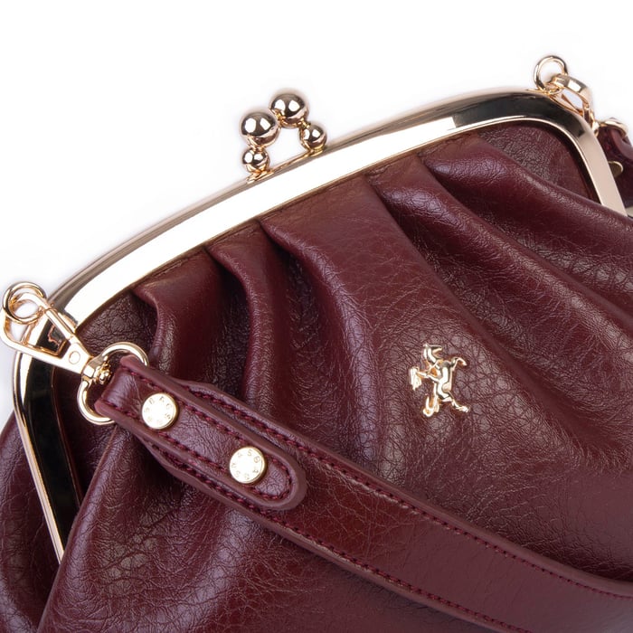 Nas Bag Mini Omuz ve Çapraz Vintage Burslu Çanta (23x15 cm)  Bordo Victoria